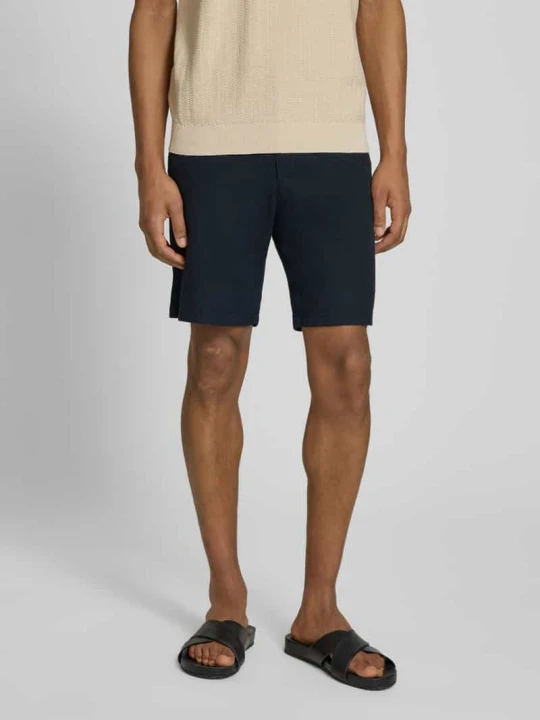 Zdjęcie produktu Szorty chino o kroju regular fit z mieszanki bawełny i lnu model 'BRODY' Selected Czarny