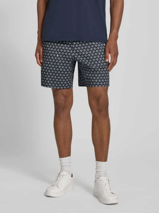 Zdjęcie produktu Szorty chino o kroju regular fit z mieszanki bawełny i wiskozy model 'Aop Short Tenniscourt' Lacoste Granatowy