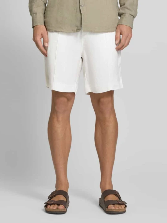 Zdjęcie produktu Szorty chino o kroju straight fit z mieszanki lnu i lyocellu model 'CINO' Hugo Złamany biały