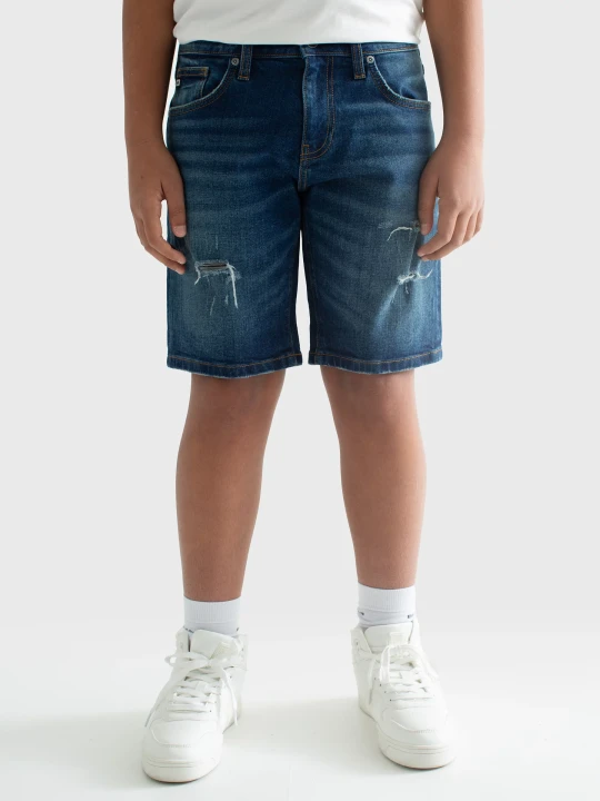 Zdjęcie produktu szorty chłopięce jeansowe z przetarciami granatowe matt 561 Big Star