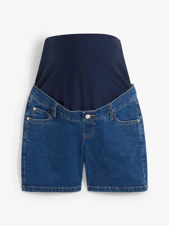 Zdjęcie produktu Szorty ciążowe dżinsowe z denimu z bawełny ze stretchem BonPrix niebieski