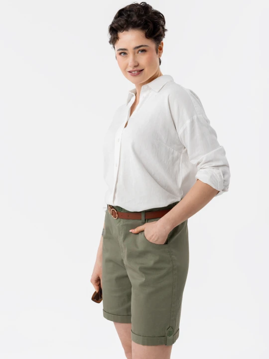 Zdjęcie produktu Szorty damskie, Comfort Fit, P-LAURA Volcano Oliwka