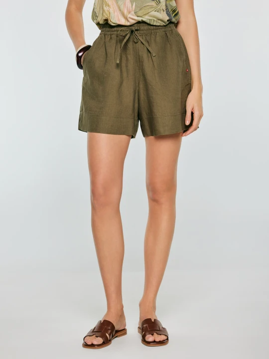 Zdjęcie produktu szorty damskie lniane khaki linami 303 Big Star ZIELONY