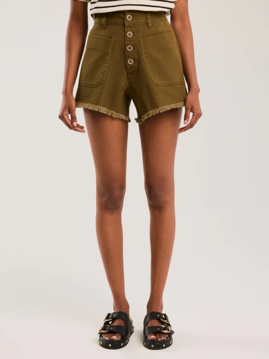 Zdjęcie produktu szorty damskie z surowym wykończeniem khaki gusti 303 Big Star ZIELONY
