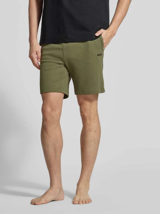 Zdjęcie produktu Szorty dresowe o kroju regular fit z mieszanki bawełny model 'WAFFLE SHORTS' Boss Oliwkowy