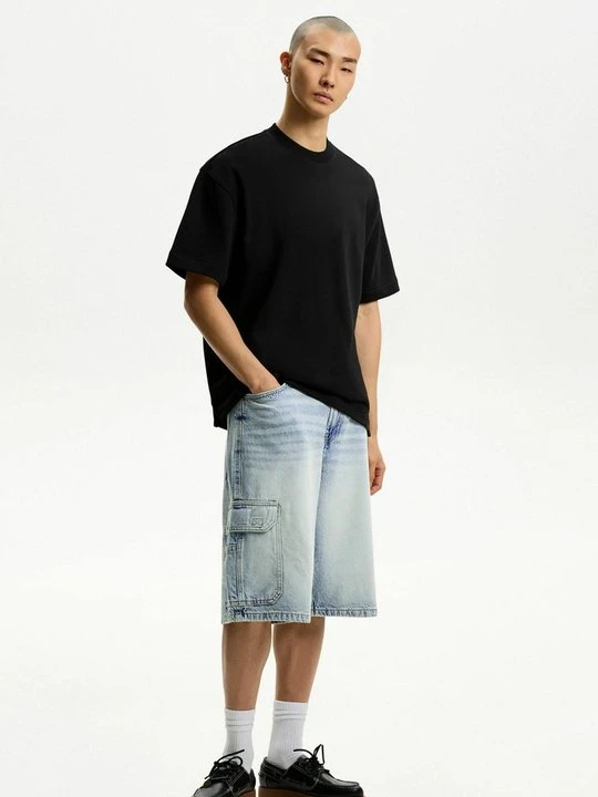Zdjęcie produktu Szorty jeansowe Bershka niebieski denim