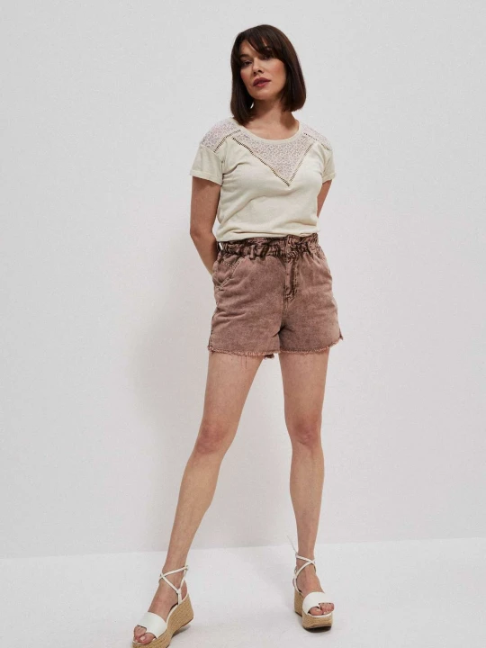 Zdjęcie produktu Szorty jeansowe high waist karmelowe Moodo