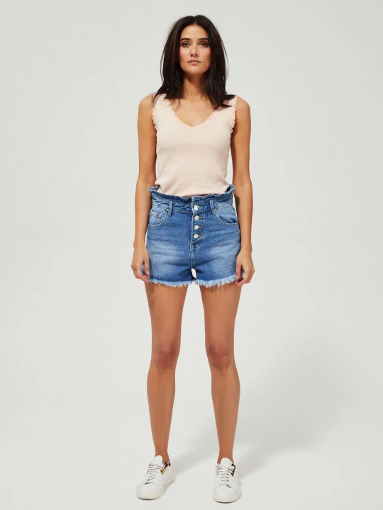 Zdjęcie produktu Szorty jeansowe high waist niebieskie Moodo