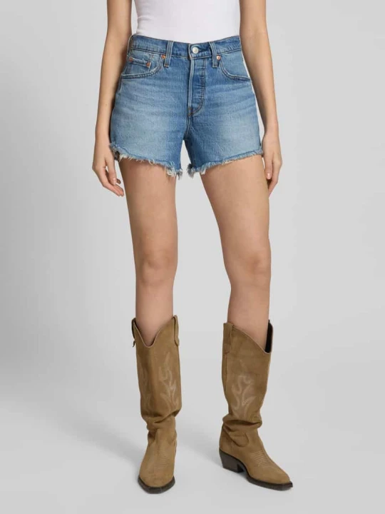 Zdjęcie produktu Szorty jeansowe o kroju regular fit z mieszanki bawełny model '501®' Levi's Niebieski
