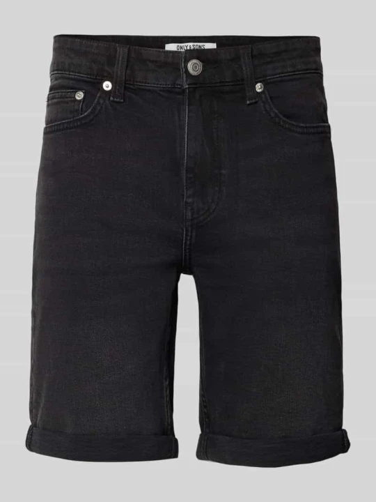 Zdjęcie produktu Szorty jeansowe o kroju regular fit z mieszanki bawełny model 'PLY' Only & Sons Czarny