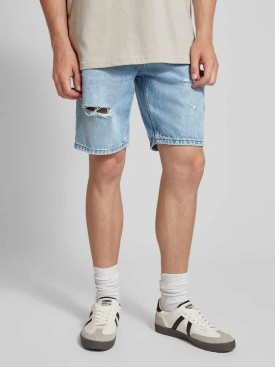 Zdjęcie produktu Szorty jeansowe o kroju regular fit z przetarciami model ‘EDGE’ Only & Sons Jasnoniebieski