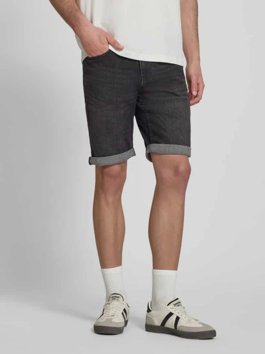 Zdjęcie produktu Szorty jeansowe o kroju slim fit z brzegiem REVIEW Czarny