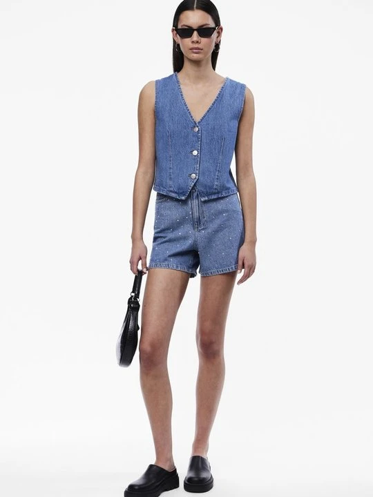Zdjęcie produktu Szorty jeansowe Pieces niebieski denim