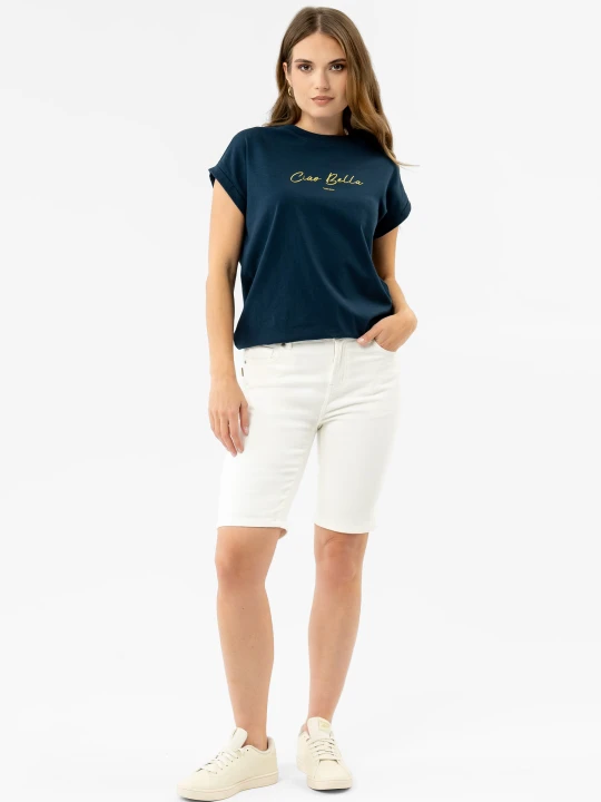 Zdjęcie produktu Szorty jeansowe, Slim Fit, E-NEDA Volcano Kremowy