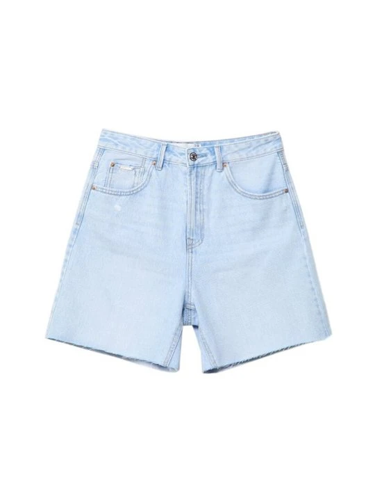 Zdjęcie produktu Szorty jeansowe Stradivarius jasnoniebieski melanż