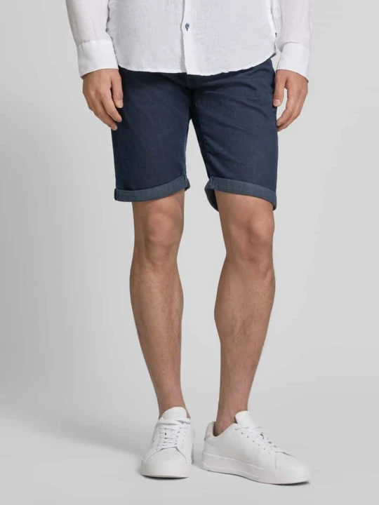 Zdjęcie produktu szorty jeansowe w kroju regular fit z detalem z logo Pierre Cardin Czarny