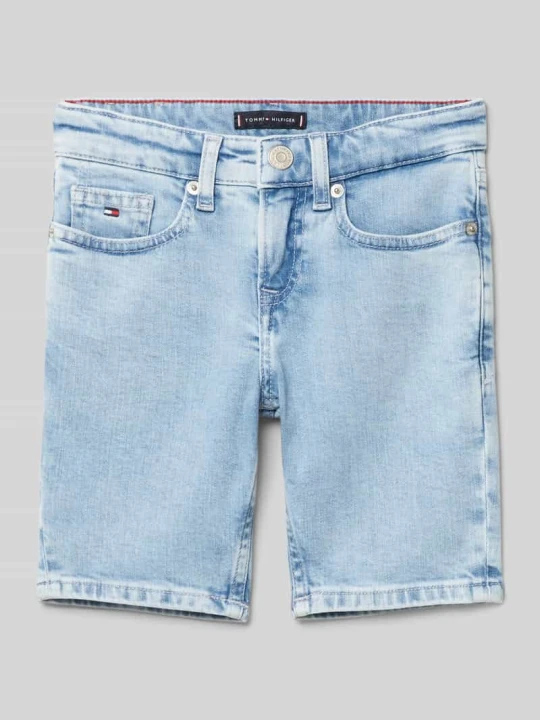 Zdjęcie produktu Szorty jeansowe z detalami z logo Tommy Hilfiger Błękitny