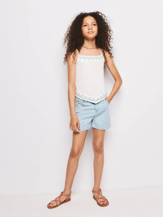 Zdjęcie produktu Szorty jeansowe ze zdobieniami jasnoniebieski - Dzieci - lata - MANGO KIDS