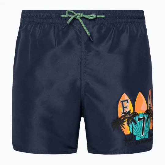 Zdjęcie produktu Szorty kąpielowe męskie EA7 Emporio Armani Water Reactive Monogram Boxer blu navy Granatowy