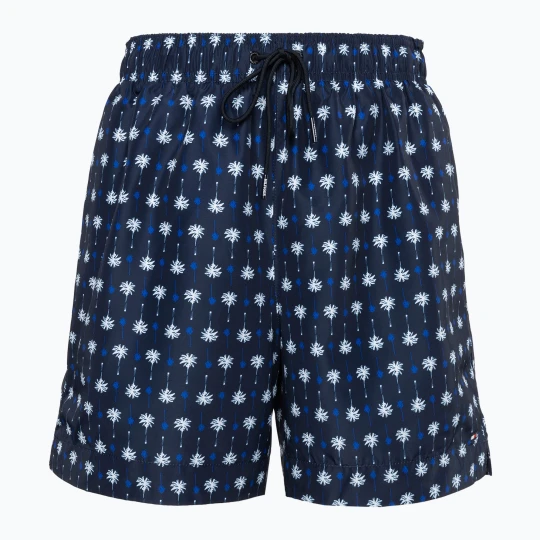 Zdjęcie produktu Szorty kąpielowe męskie Tommy Hilfiger Medium Drawstring Print mini palm pattern desert sky Granatowy