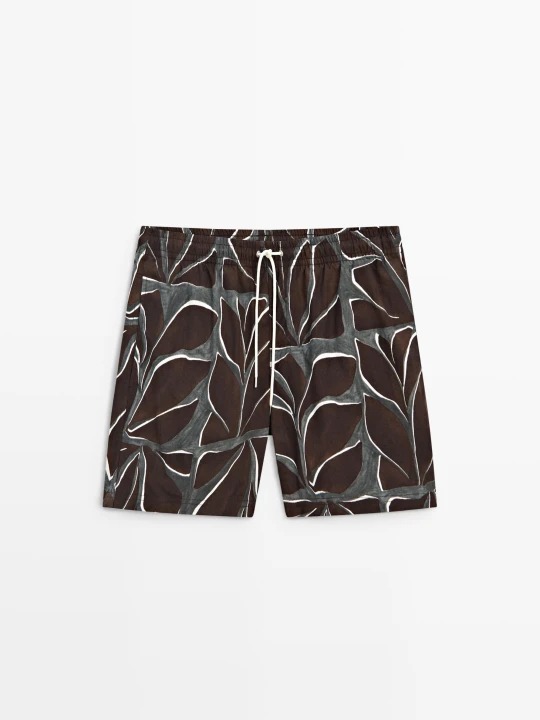 Zdjęcie produktu Szorty Kąpielowe W Tropikalny Wzór - Czekoladowy - Massimo Dutti - Male