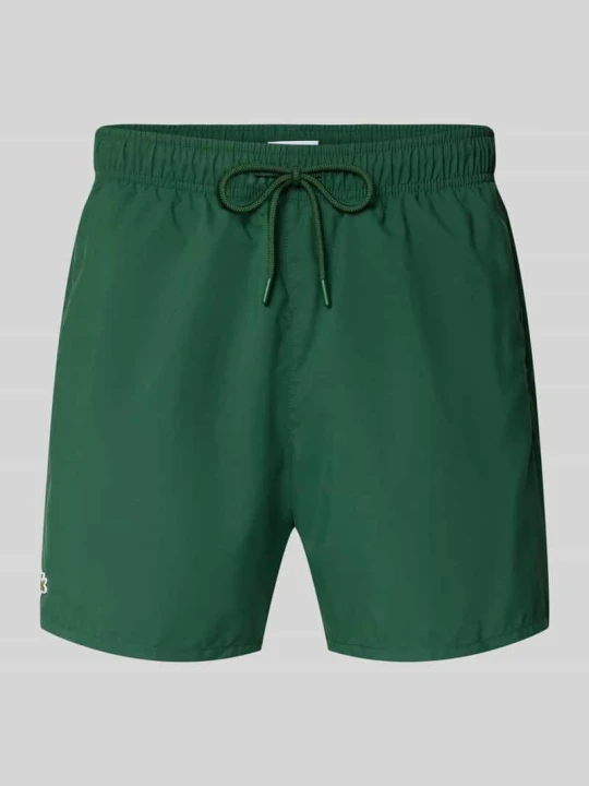 Zdjęcie produktu Szorty kąpielowe z haftowanym logo Lacoste Ciemnozielony