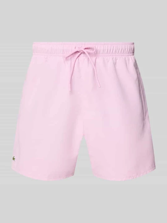 Zdjęcie produktu Szorty kąpielowe z haftowanym logo Lacoste Różowy