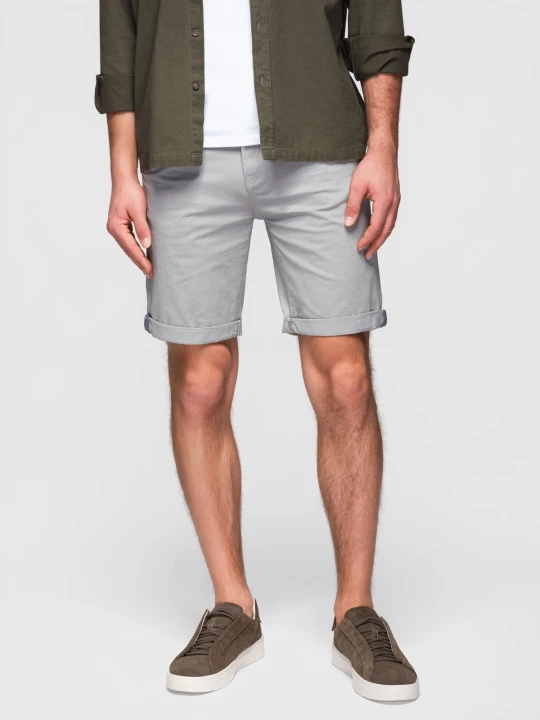 Zdjęcie produktu Szorty klasyczne męskie chino z podwiniętą nogawką - szare V12 - Rozmiar: S Ombre Clothing