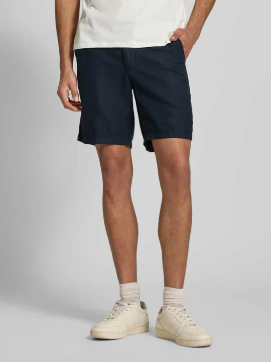 Zdjęcie produktu Szorty lniane o kroju regular fit z tunelem model ‘Merchant’ Superdry Ciemnoniebieski