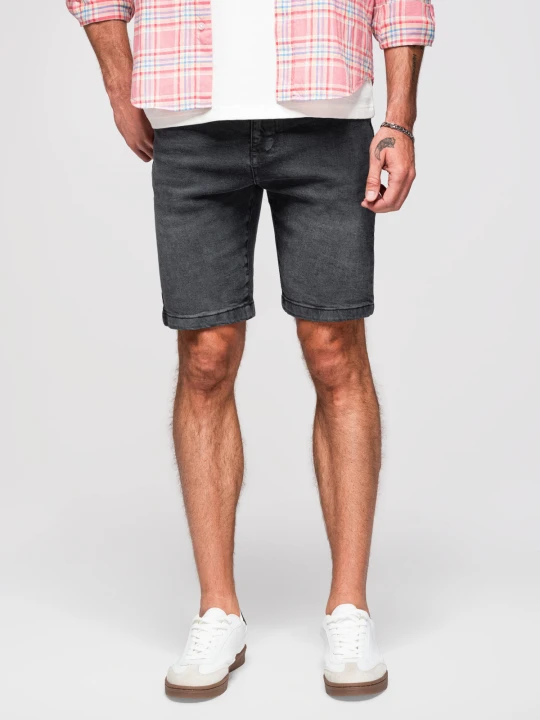 Zdjęcie produktu Szorty męskie denimowe o klasycznym kroju – czarne V4 - Rozmiar: S Ombre Clothing