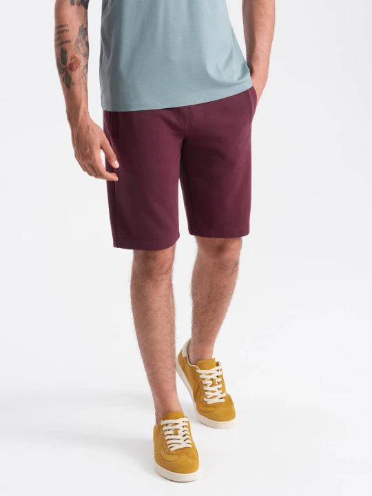 Zdjęcie produktu Szorty męskie dresowe przed kolano BASIC – bordowe V3 - Rozmiar: XXL Ombre Clothing