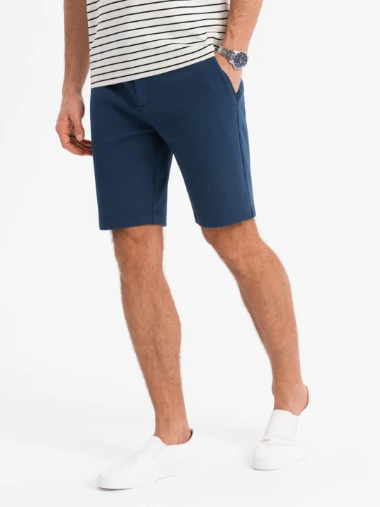 Zdjęcie produktu Szorty męskie SLIM FIT ze strukturalnej dzianiny – granatowe V1 Ombre Clothing