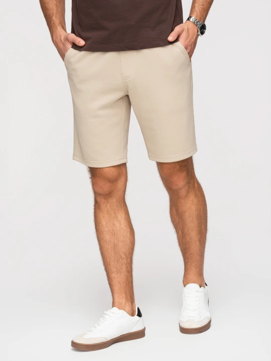 Zdjęcie produktu Szorty męskie strukturalne REGULAR FIT - beżowe V1 Ombre Clothing