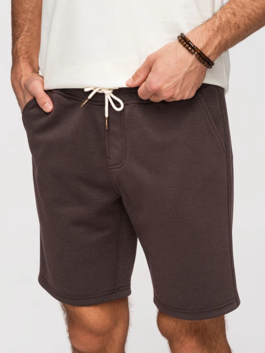 Zdjęcie produktu Szorty męskie strukturalne REGULAR FIT - brązowe V5 - Rozmiar: L Ombre Clothing