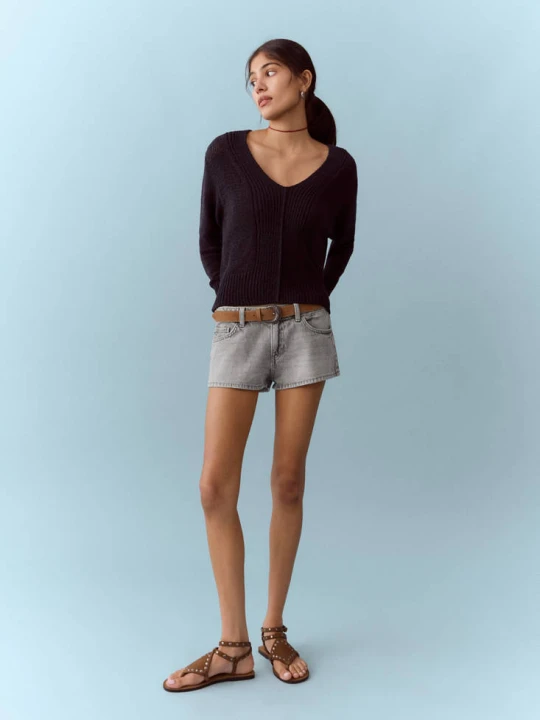 Zdjęcie produktu Szorty micro fit z niskim stanem szary denim - Teen - MANGO TEEN