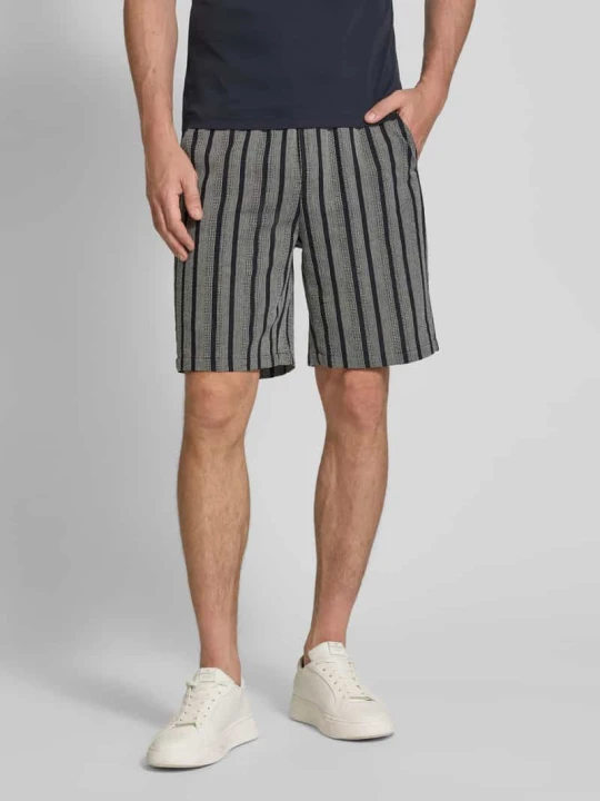 Zdjęcie produktu Szorty o kroju regular fit z fakturowanym wzorem model ‘KALLE’ Casual Friday Granatowy
