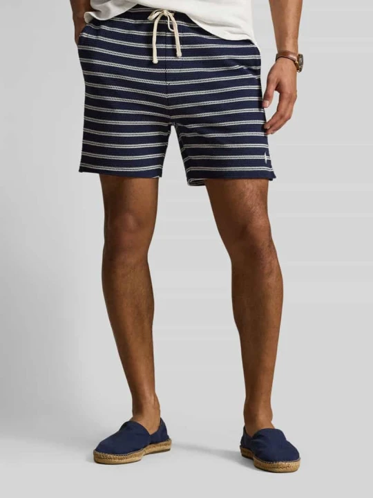 Zdjęcie produktu Szorty o kroju regular fit z mieszanki bawełny z perforowaniem w paski Polo Ralph Lauren Granatowy