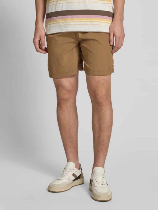 Zdjęcie produktu Szorty o kroju regular fit z paskiem model ‘Choi’ Woodbird Jasnobrązowy