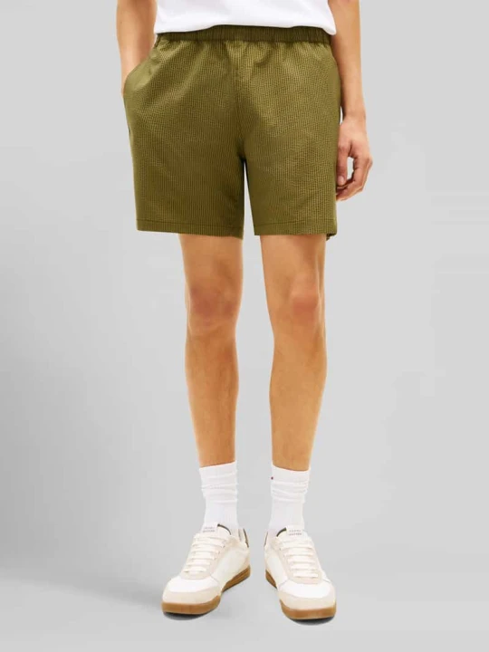 Zdjęcie produktu Szorty o kroju regular fit z seersucker model 'DOVER' Tommy Hilfiger Khaki