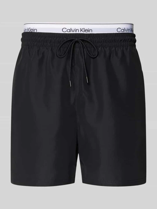 Zdjęcie produktu Szorty kąpielowe w kroju regular fit z wbudowanymi slipami Calvin Klein Czarny