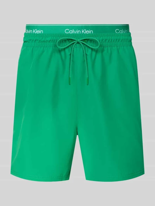 Zdjęcie produktu Szorty kąpielowe w kroju regular fit z wbudowanymi slipami Calvin Klein Zielony