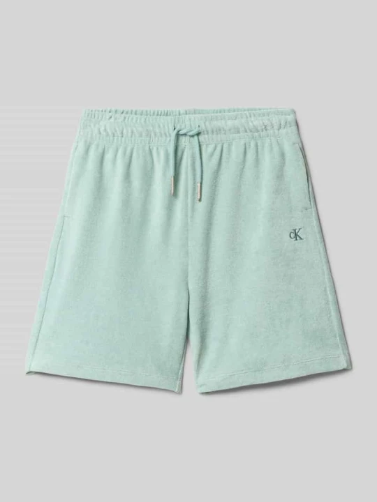 Zdjęcie produktu Szorty o kroju regular fit z wyhaftowanym logo model ‘TOWELLING TEXTURE’ Calvin Klein Jeans Limonkowy