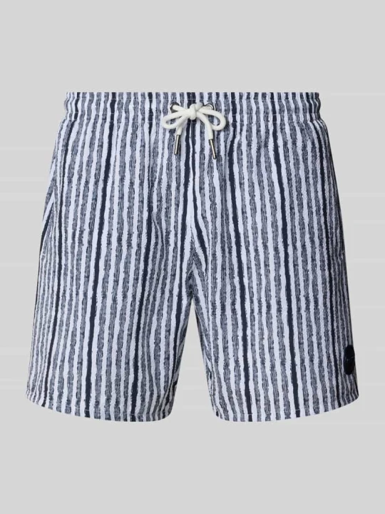 Zdjęcie produktu Szorty kąpielowe w kroju relaxed fit z aplikacją logo model 'Seersucker' Colmar Granatowy