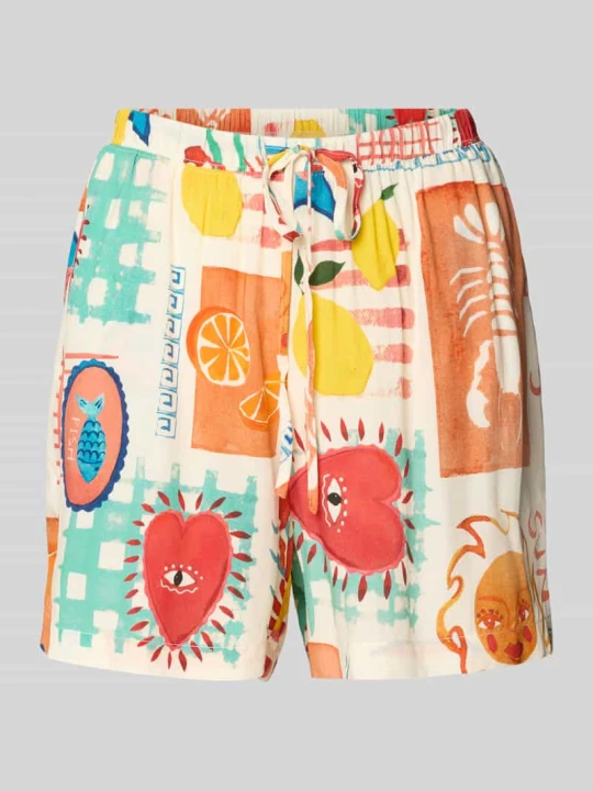 Zdjęcie produktu Szorty o kroju relaxed fit z czystej wiskozy model 'KLARISA' Pieces Beżowy
