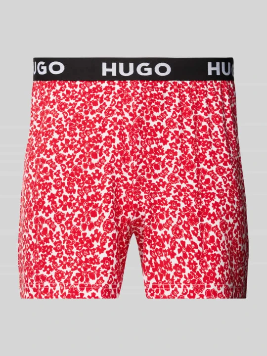 Zdjęcie produktu Szorty od piżamy o kroju relaxed fit z elastycznym pasem z logo Hugo Czerwony
