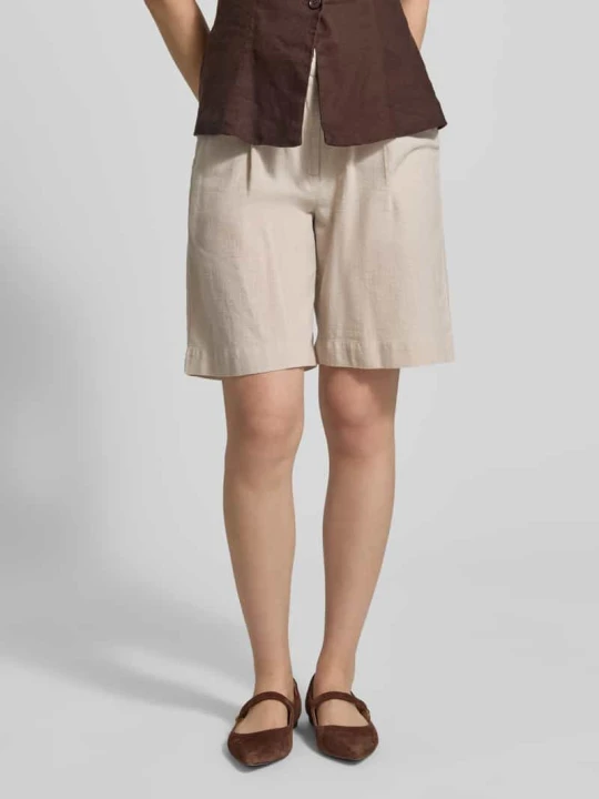 Zdjęcie produktu Szorty w kroju komfortowym z mieszanki bawełny i lnu model 'CAIA' Vero Moda Beżowy