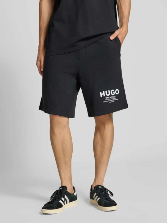 Zdjęcie produktu Szorty z dzianiny dresowej o kroju regular fit z czystej bawełny model ‘NOMARIO’ Hugo Czarny