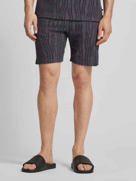Zdjęcie produktu Szorty z dzianiny dresowej o kroju regular fit z fakturowanym wzorem Scotch & Soda Czarny