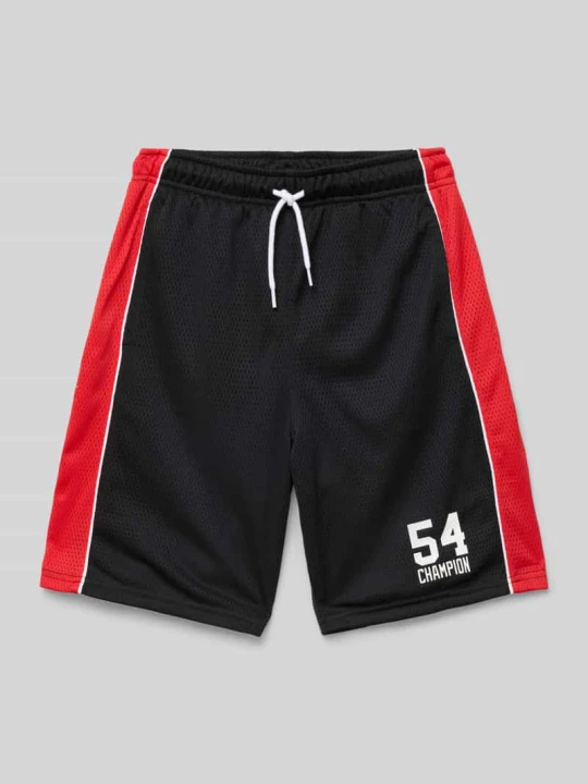 Zdjęcie produktu Szorty z dzianiny dresowej o kroju regular fit z nadrukiem z logo Champion Czarny