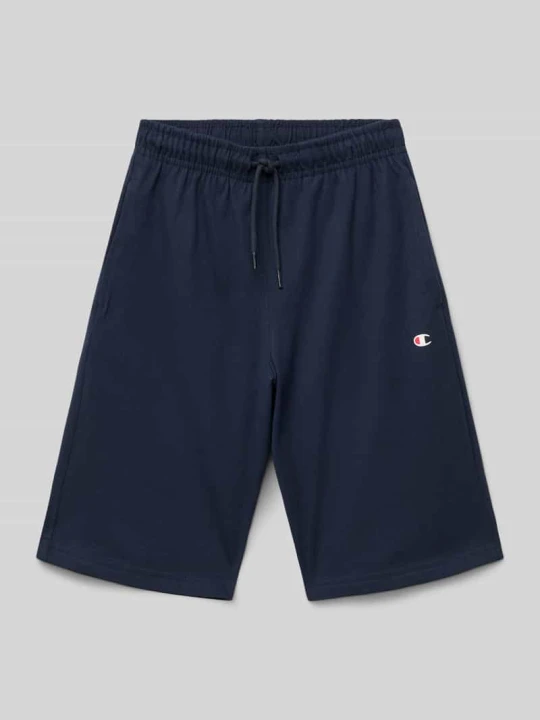 Zdjęcie produktu Szorty z dzianiny dresowej o kroju regular fit z nadrukiem z logo Champion Granatowy